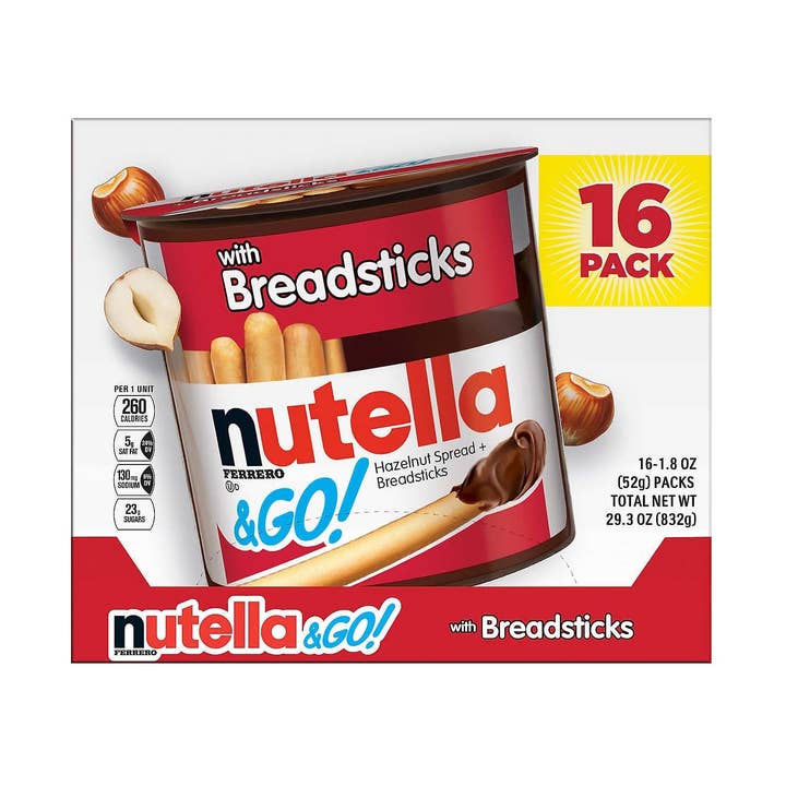 Snacky Candy - Wholesale Chocolate Covered Sweets - Ferrero Nutella & Go With Breadsticks Ferrero 16 pc 1.8 oz0