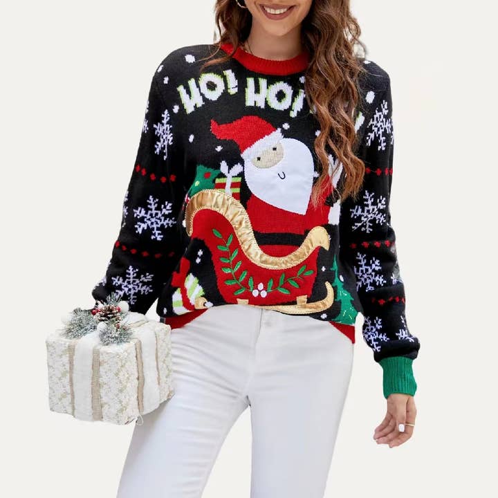 Speciale kersttrui HO HO HO voor Kerstmis voor wholesale door The Moment Collection