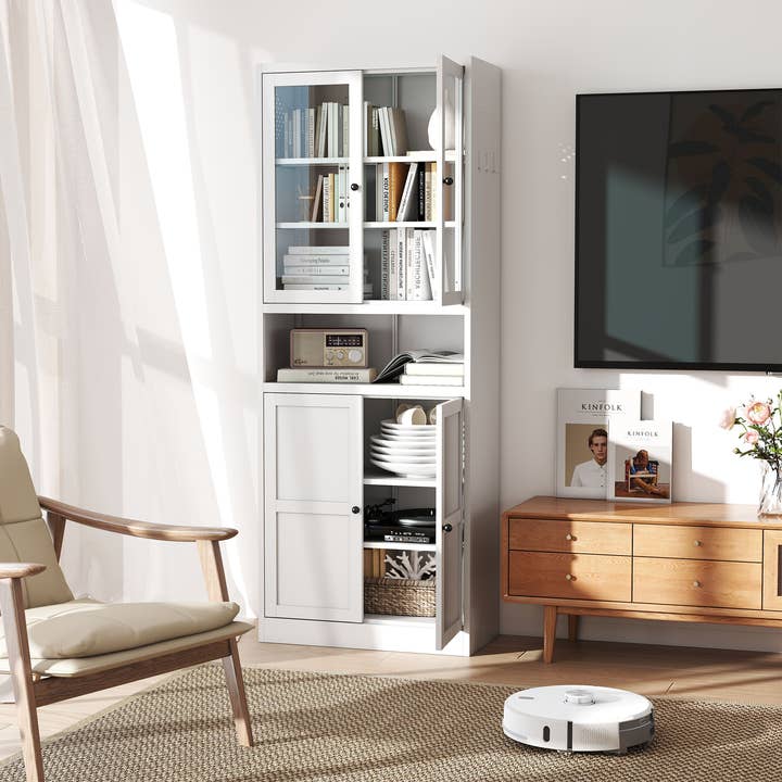 HOMYCASA DESIGN INC - Wholesale Kitchen Storage/Organizer - Metal Kitchen Pantry Cabinet - 72' Tall Storage with Adjustable Shelves, Heavy Duty Stainless Steel Frame, White3