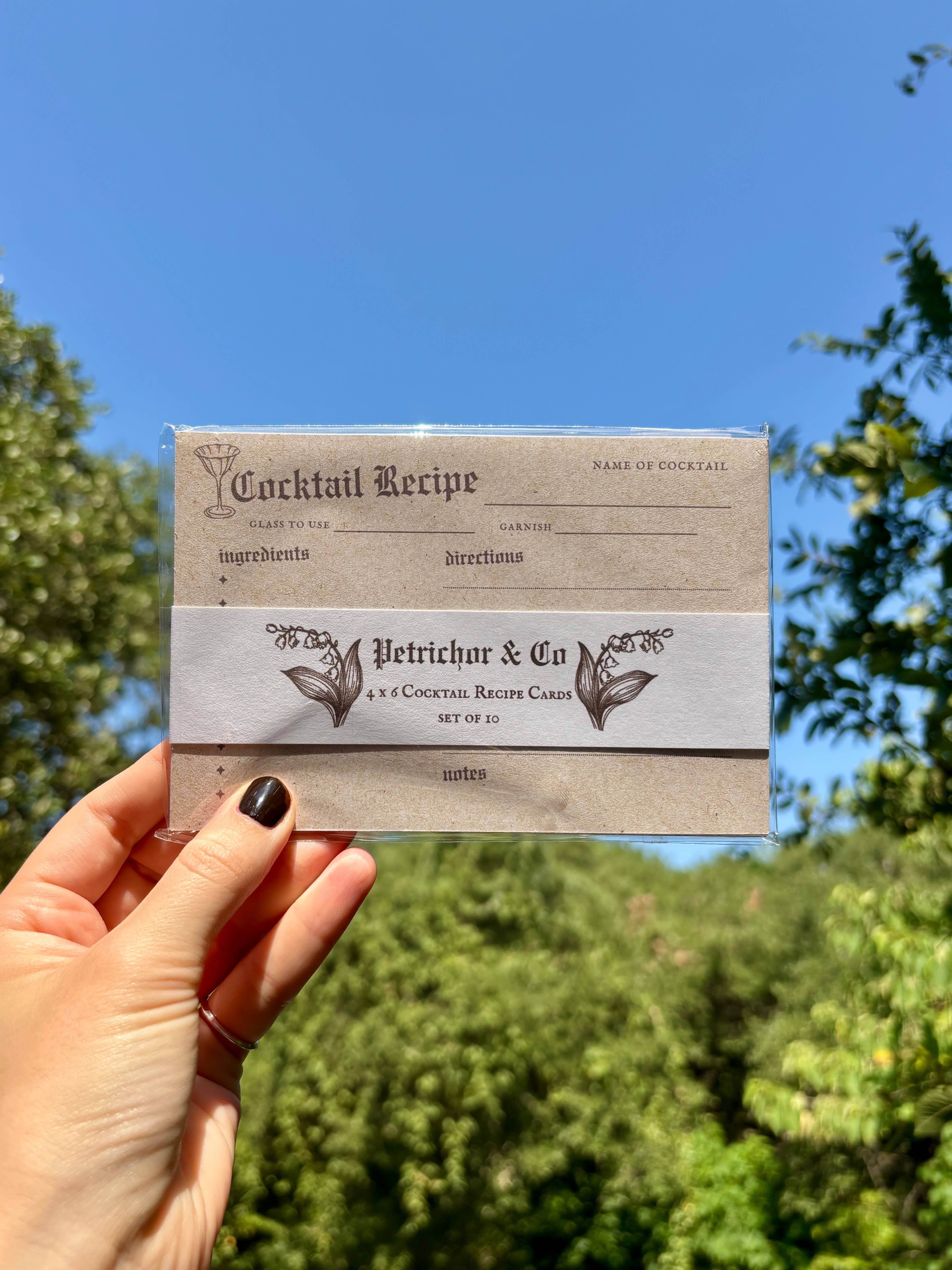 Petrichor & Co. - Wholesale Recipe Card - Retro Cocktail Recipe Cards– Set of 10 Bar Stationery5