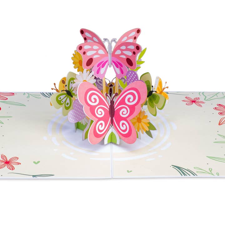 Paper Love – Engroshandel Hverdagshilsen kort – Papir Kærlighed Pink Butterfly Pop-up kort