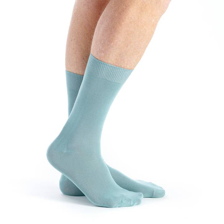 Blue-grey bamboo touch silk plain sock for wholesale by Dub & Drino