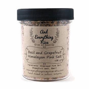Basil and Grapefruit Pink Himalayan Salt for wholesale by And Everything Nice Spices and Seasonings