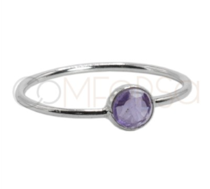 COM FORSA SL - Venta al por mayor Anillos solitarios - Anillo Con Piedra Amatista 4Mm Plata 9250