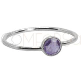 Sterling Silver 925 Ring With Amethyst Stone 4Mm for wholesale by COM FORSA SL