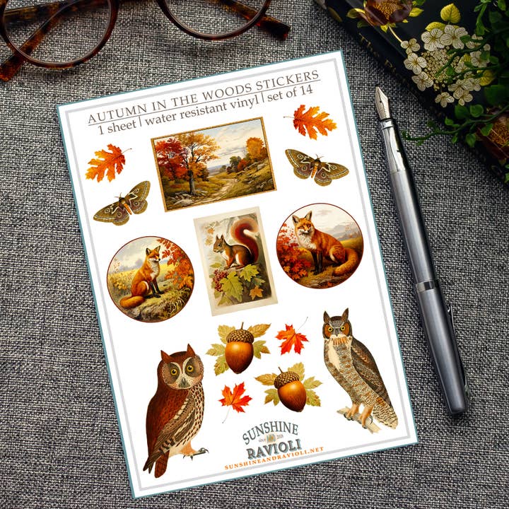 Sticker Sheet - Autumn In the Woods for wholesale by Sunshine and Ravioli