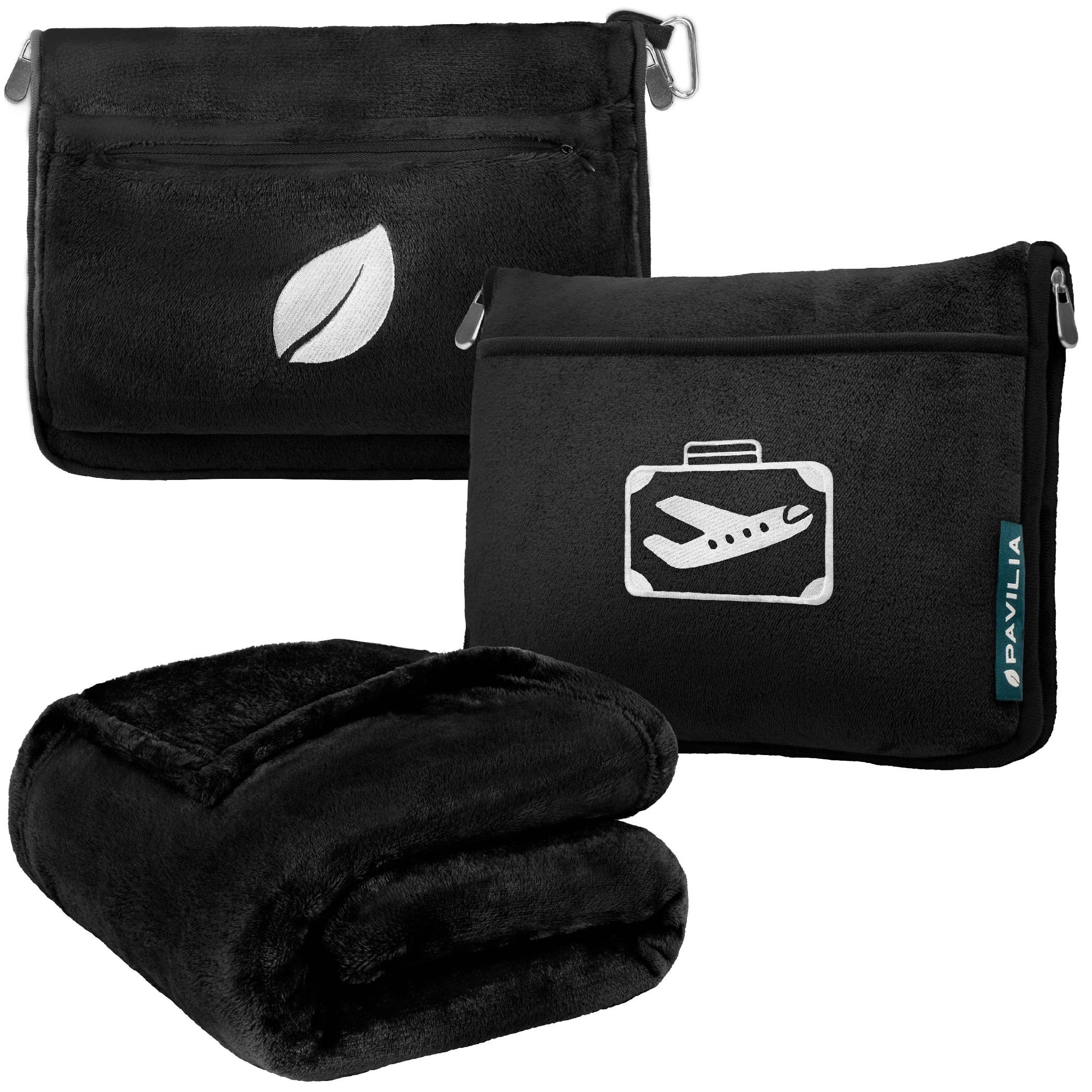 Pavilia - Wholesale Travel Blanket - Airplane Fleece Travel Blanket Pillow0