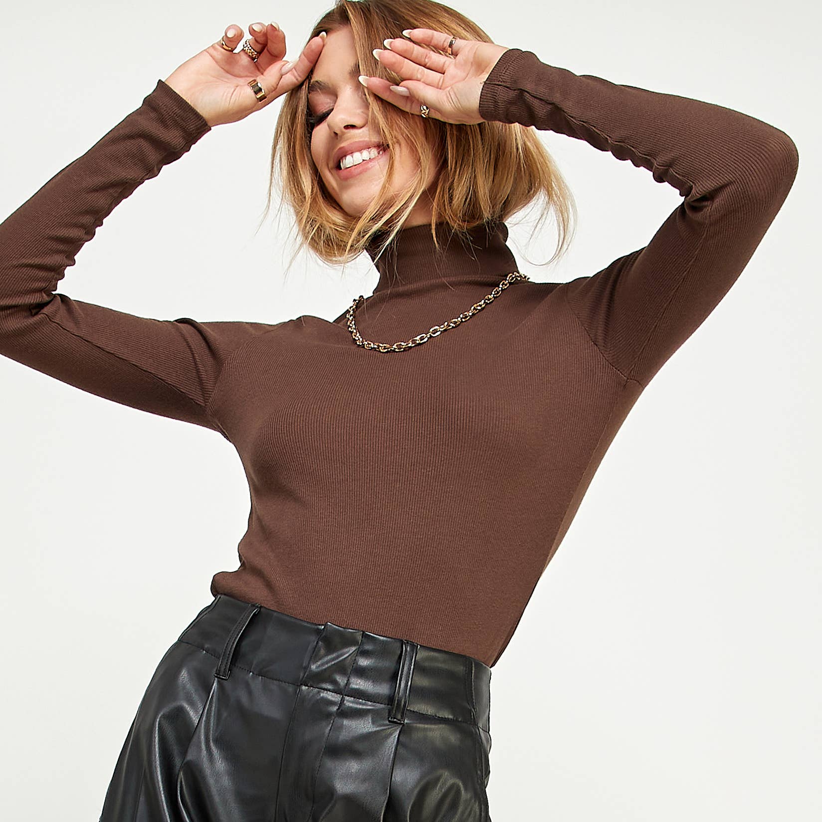 FREEZIA - Wholesale Knit Top - Women's - RIBBED TURTLE NECK SWEATER LONG SLEEVE TOP-F67933-D114