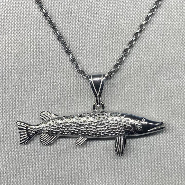 Collar de lucio en plata de ley para pescadores para venta al por mayor de Street Hooker