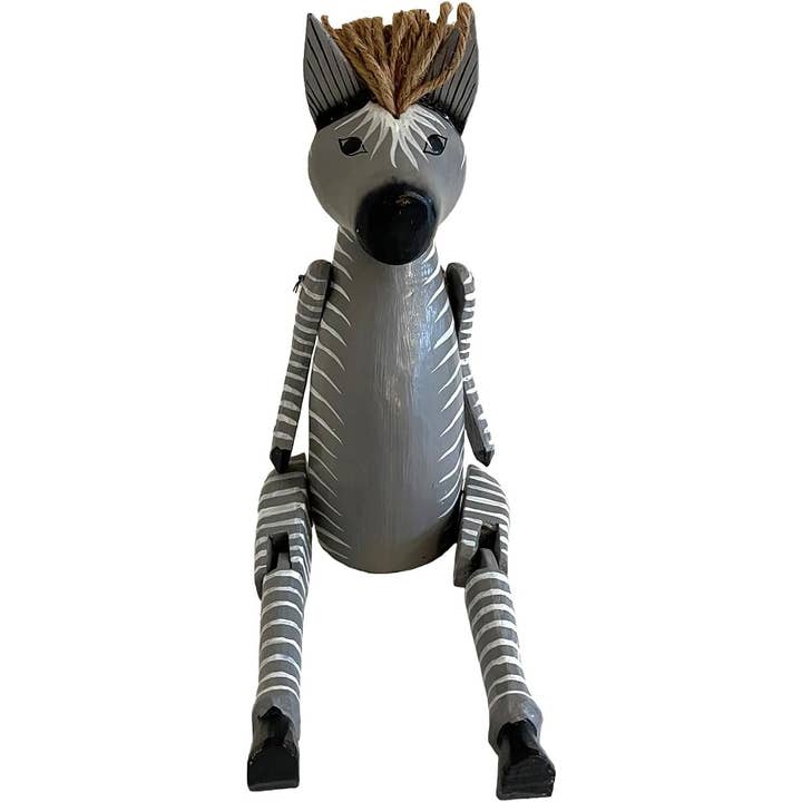 Zebra Statue Sculpture With Dangling Legs Wooden Home Decor for wholesale by OMA - Eclectic Home