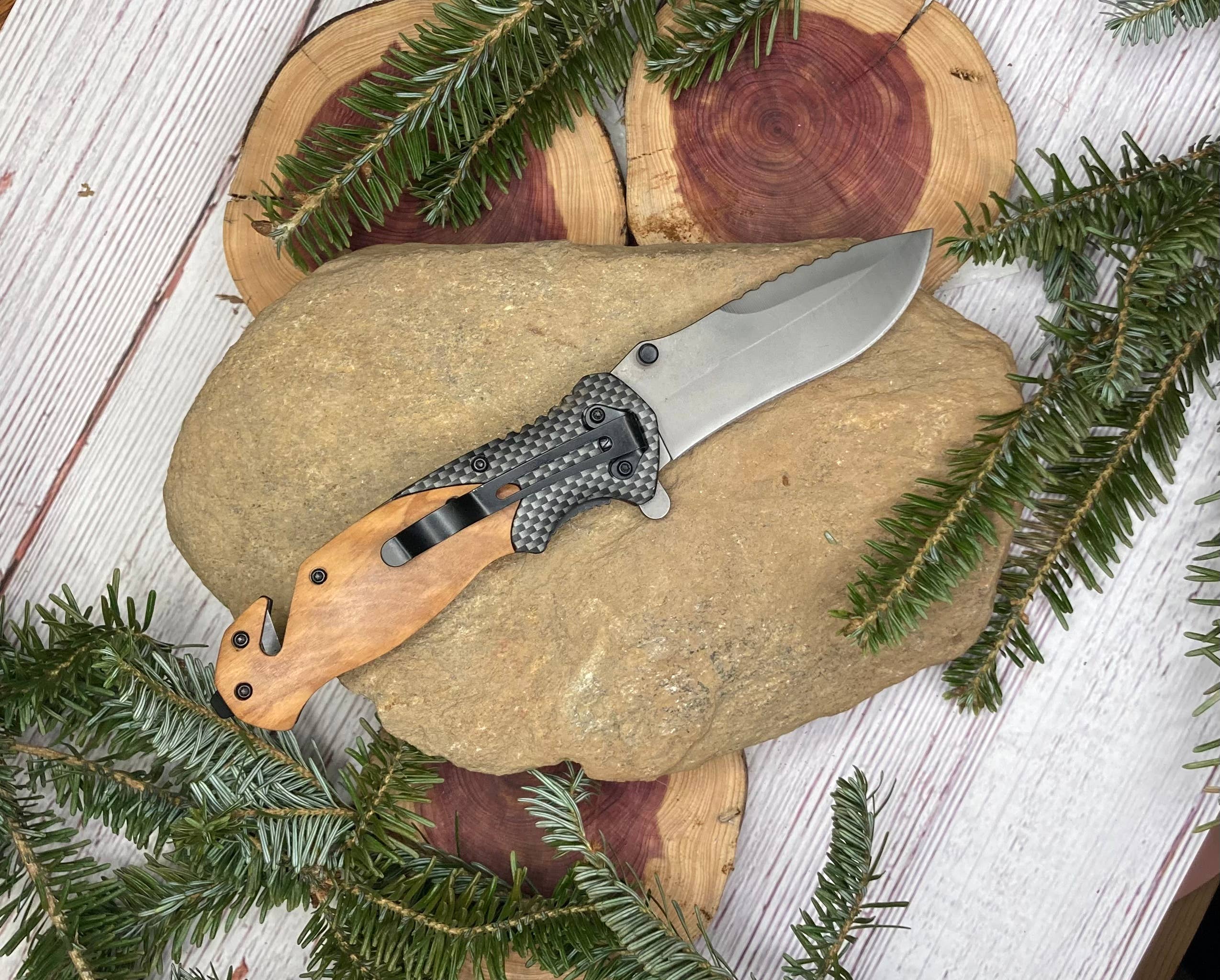 Quail Tail Laser Art - Wholesale Pocket Knife/Holder - Kayaker Lady Knife1