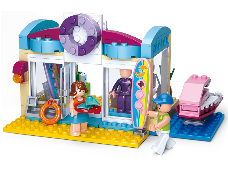 Texas Toy Distribution – wholesale Building set – Child – Girl's Dream Surf Shop Building Brick Kit (192 pcs)1
