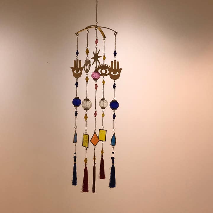 Wilco Home - Wholesale Suncatcher - Gypsy Stained Glass w/ Ornaments & Metal Sun Catcher