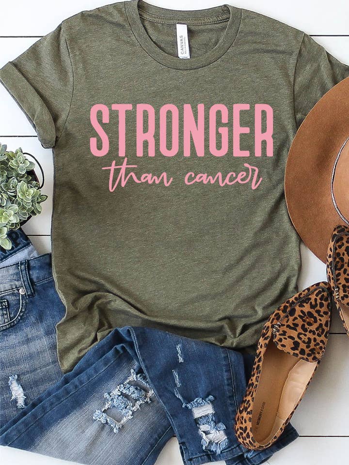 Kissed Apparel - Wholesale T-Shirt (Graphic) - Unisex - Pink Stronger Than Cancer Graphic Tee4