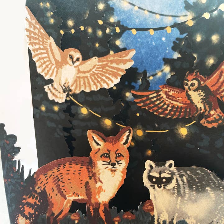 Hissing Mink - Wholesale Everyday Greeting Card - Woodland Wildlife Papercut Concertina Card