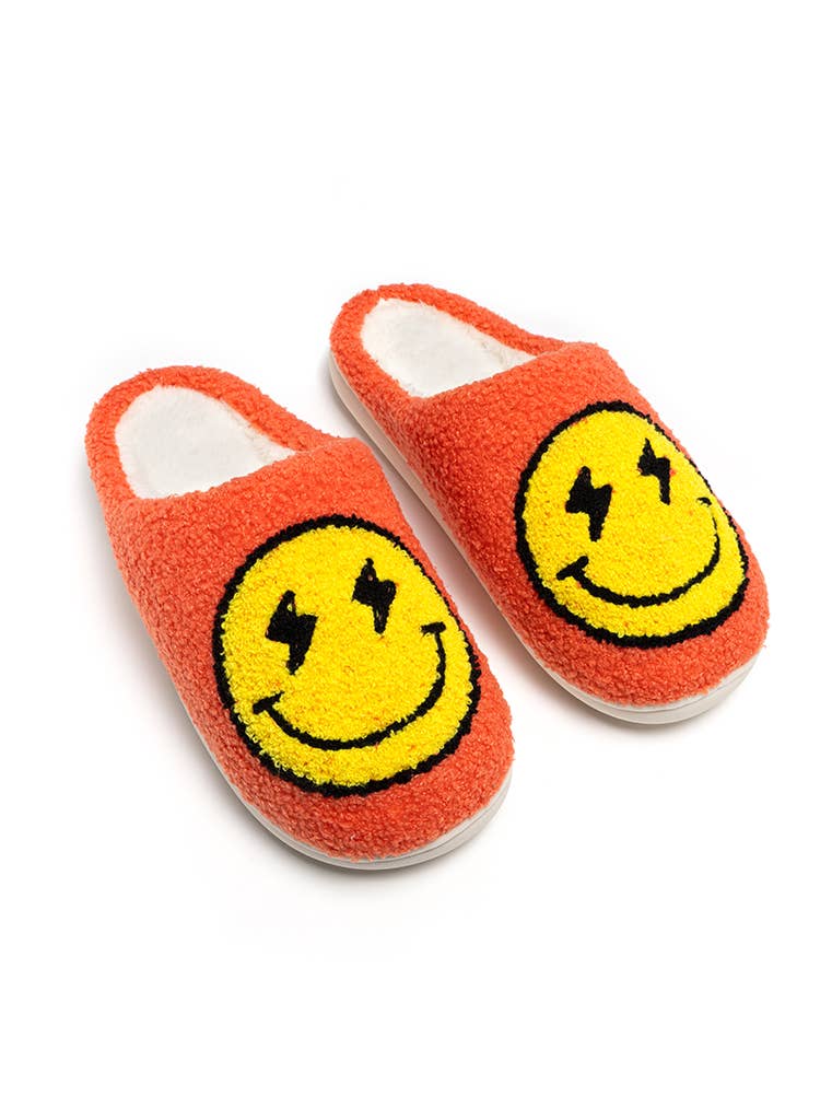 Living Royal - Wholesale Slippers - Unisex - Indoor / Outdoor Slippers - Bolt Eyes Happy Faces - Orange4