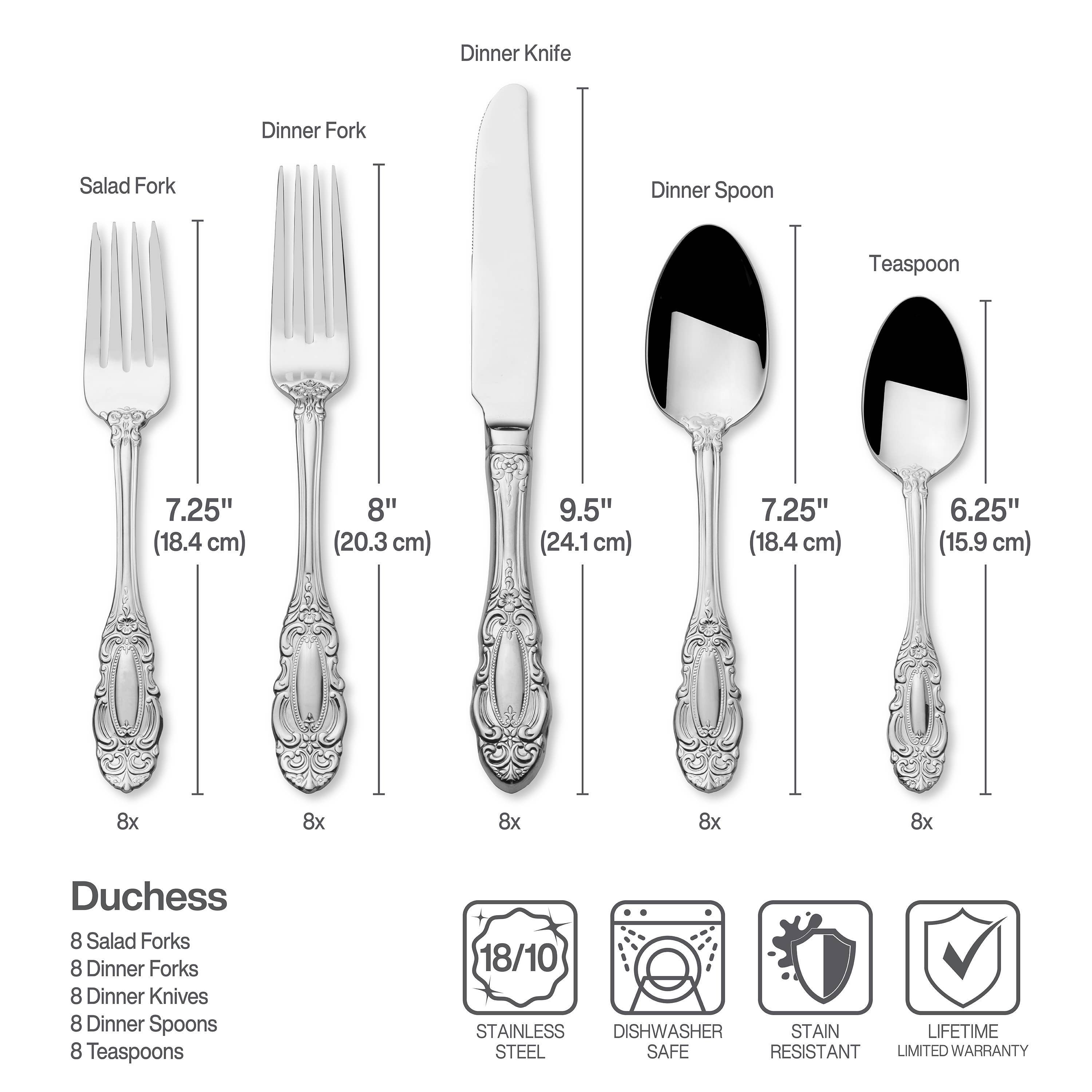 Lifetime Brands Silverwarehouse - Wholesale Flatware Set - Wallace 18.10 Duchess 45 Piece Set, Service for 81