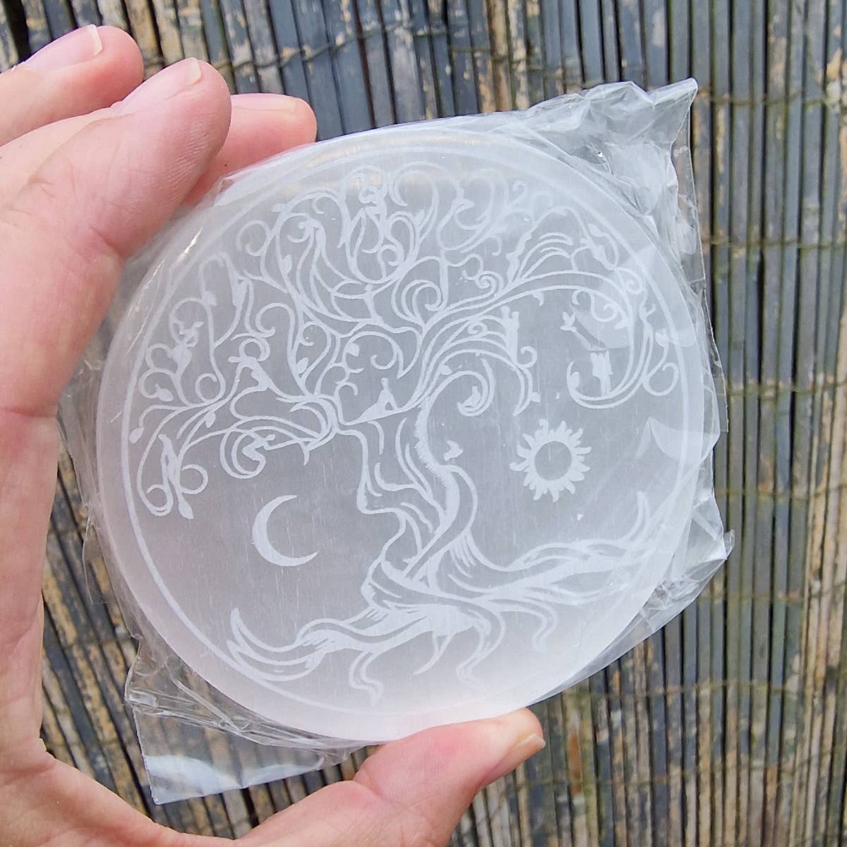Shamans Crystal - Wholesale Crystal Charging Plate - Tree of Life Selenite Charging Plate  10cm1