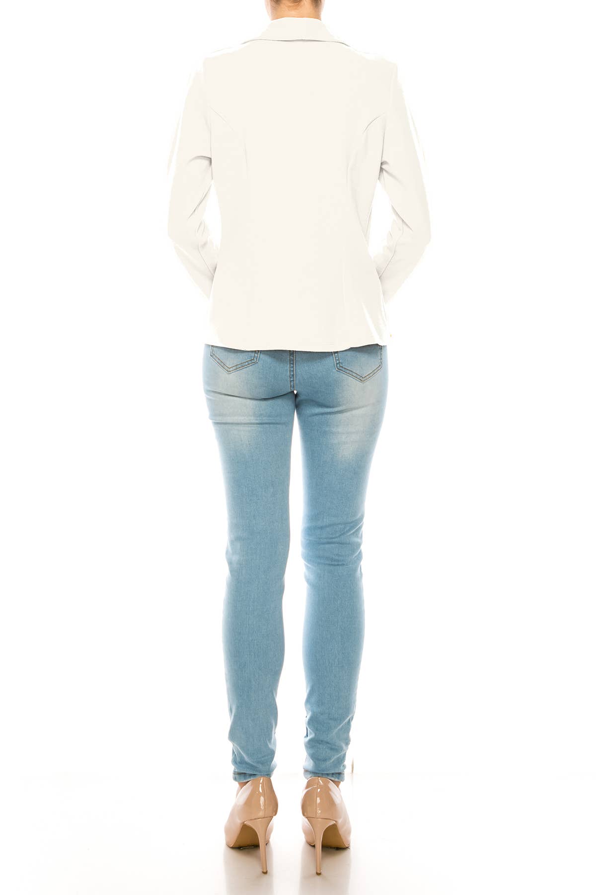 MOA COLLECTION - Wholesale Blazer - Women's - Women’s Solid Open Front Fitted Blazer Jacket – Waist Length38