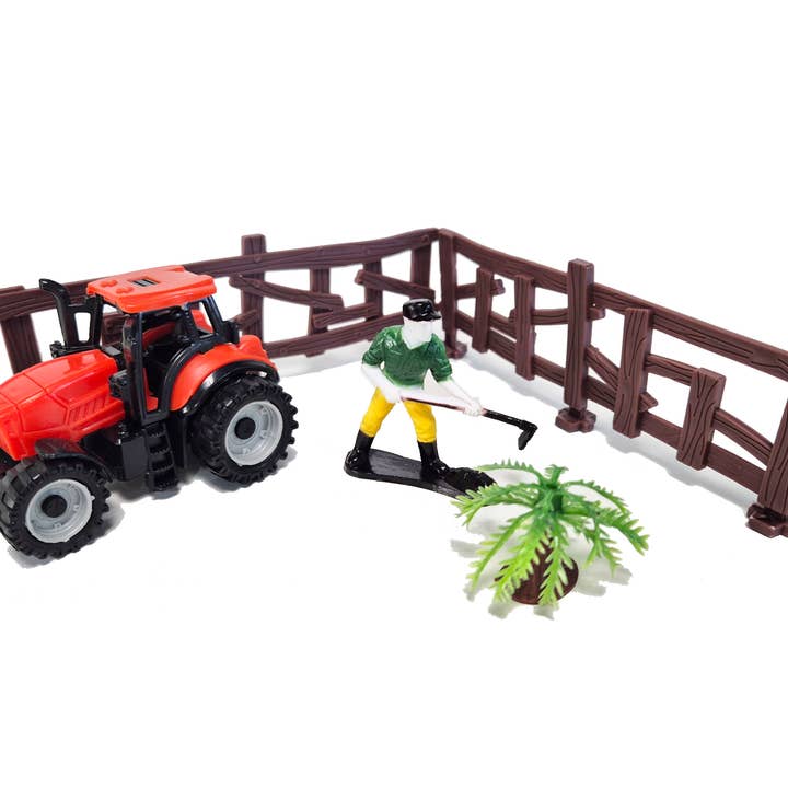 NHP International - Venta al por mayor Conjunto de juguetes - Niños - Juguetes para niños - Tractor de la serie Granja con valla y figura de granjero