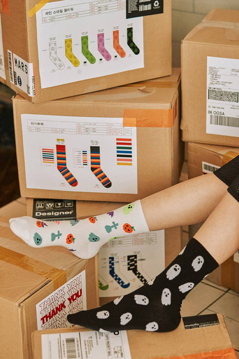 7DAYSSOCKS - Wholesale Socks - Women's - Women's Crew Halloween Emoticon Socks7