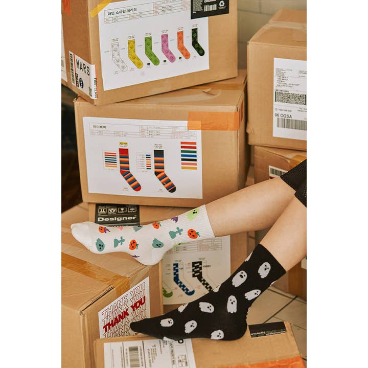 7DAYSSOCKS - Wholesale Socks - Women's - Women's Crew Halloween Emoticon Socks7