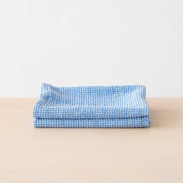 Asciugamani in Lino e Cotone Blu Wafer per la vendita all'ingrosso da parte di LinenMe