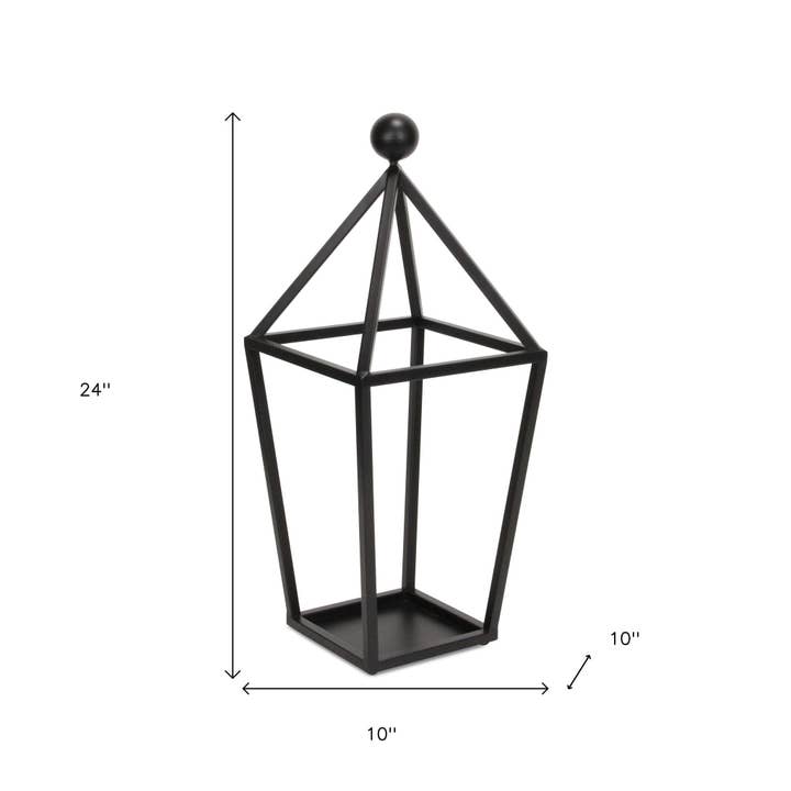 HomeRoots - Wholesale Candle holder - 24" Black Geometric Metal Tabletop Lantern Candle Holder2