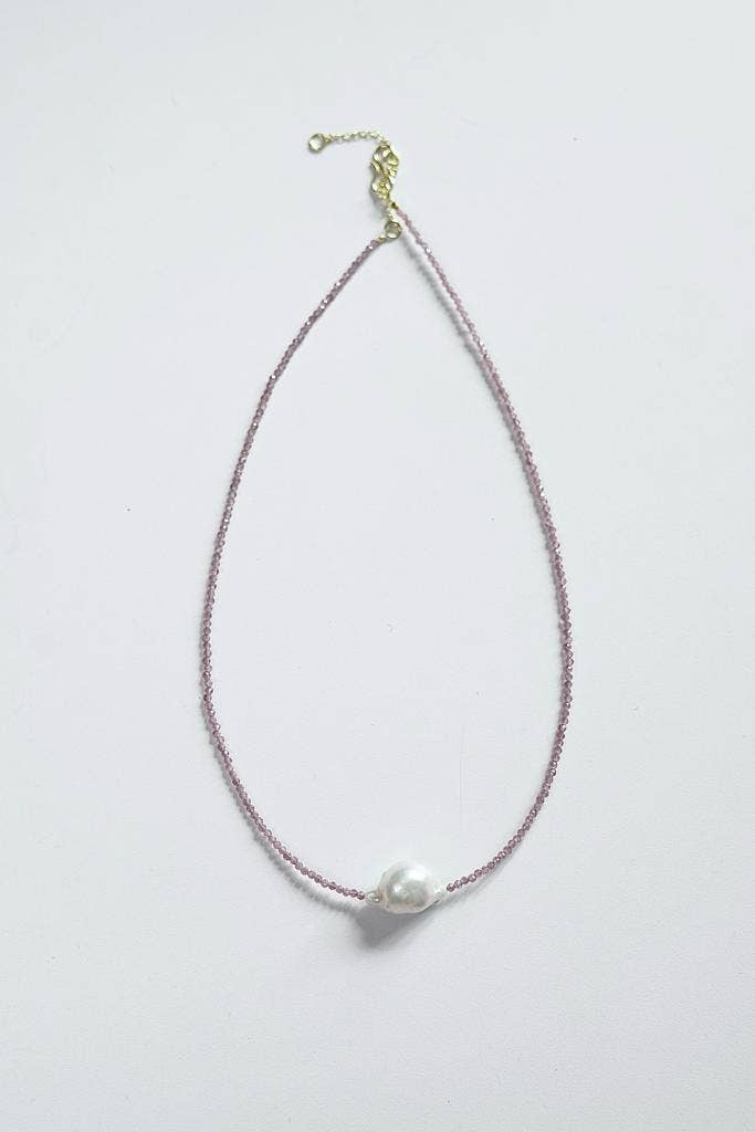 Annahmol – wholesale Beaded/pearl necklace – Petite Beaded Necklace with Baroque Pearl2