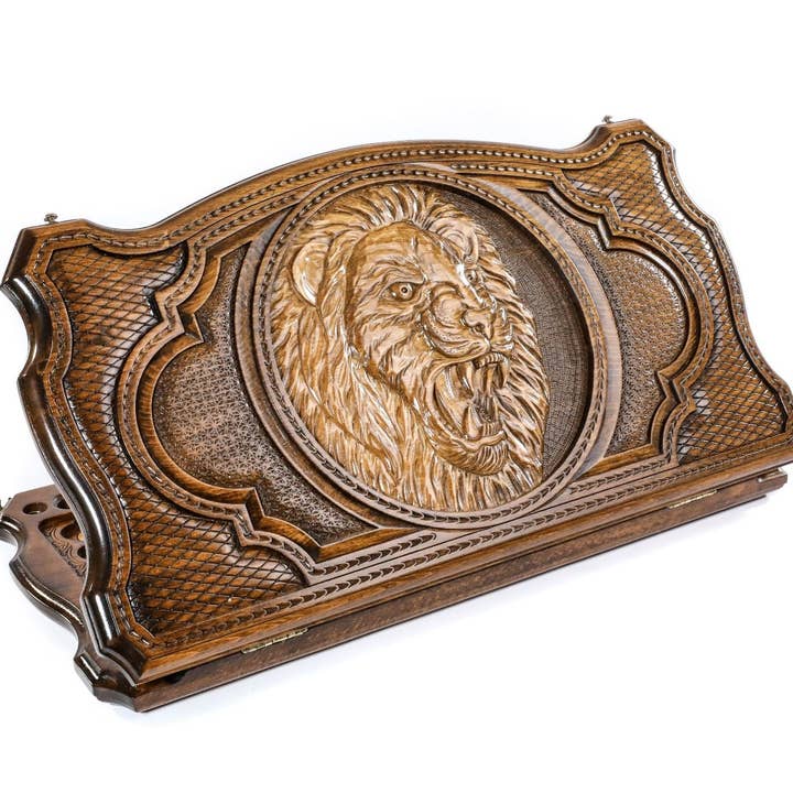 Backgammon Lion with copyrighted contour outline 24" x 24" x for wholesale by Hrachya Ohanyan