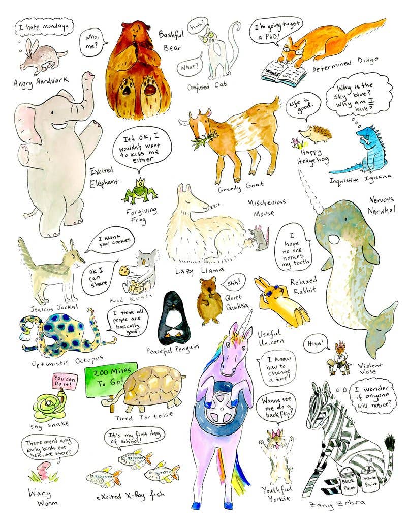 SquidCat, Ink - Wholesale Art Print - Kids & Baby - Animal Alphabet Art Print1