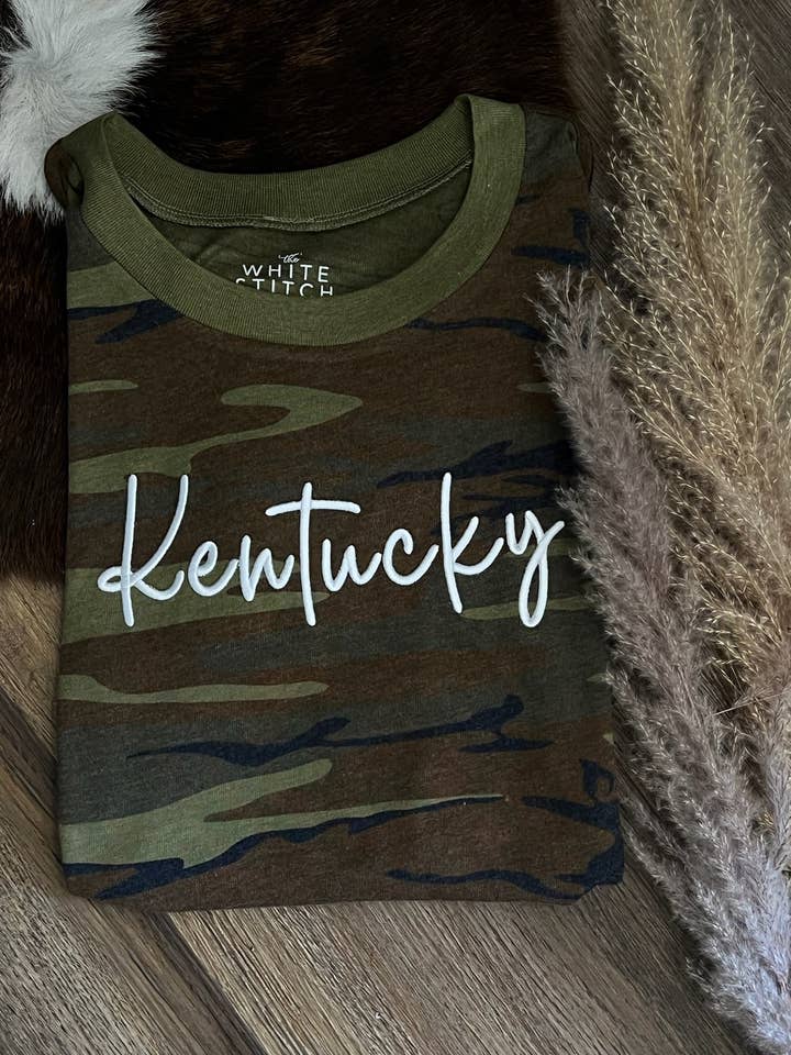 State Embroidered Crop Camo Tee for wholesale by The White Stitch