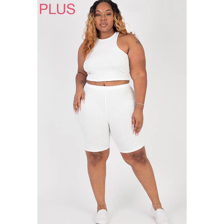 Ensemble short de motard court côtelé grande taille pour la vente par UP CLOTHING