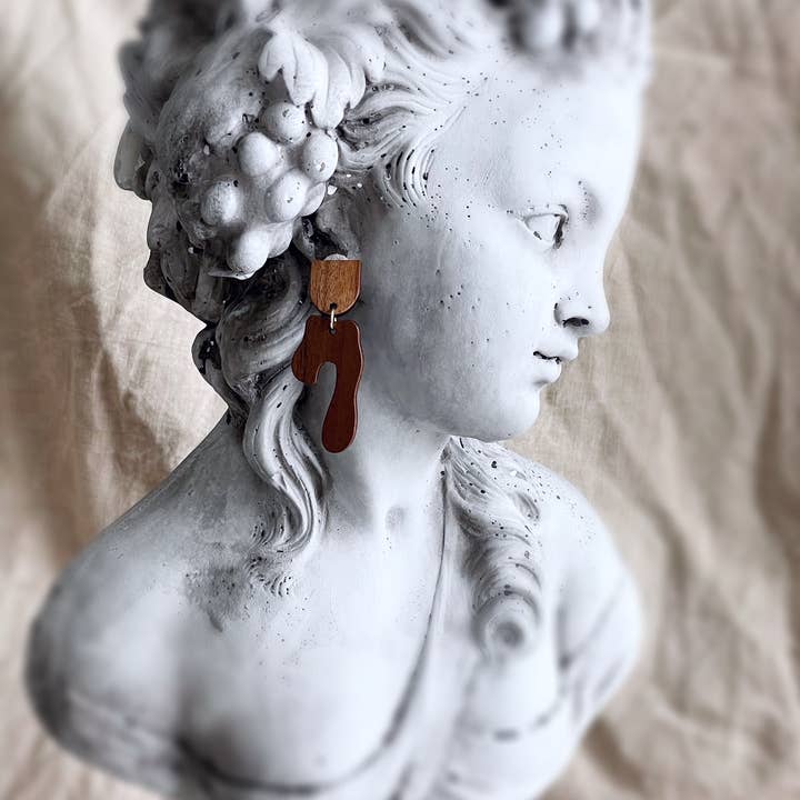 Pearl and Ivy Studio - Wholesale Dangle Earrings - Natural wood geometric shape earrings - Ridge4