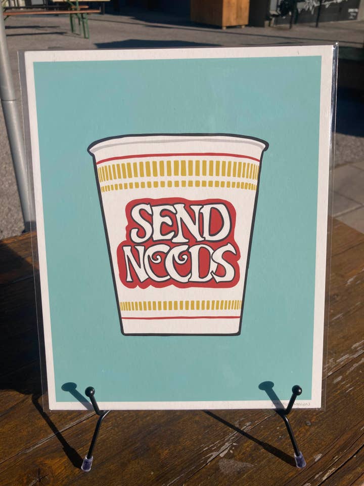 Funny Send Noods Cup Noodles - Stampa artistica, 8 x 10 per la vendita all'ingrosso da parte di Jenn L Design