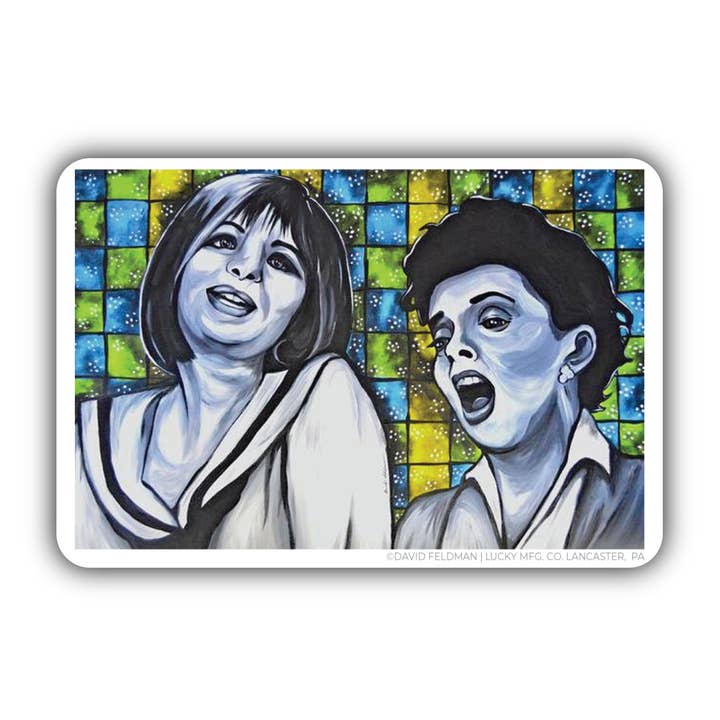 Judy Garland & Barbara Streisand Pop Art Vinyl Sticker for wholesale by Lucky Mfg. Co.
