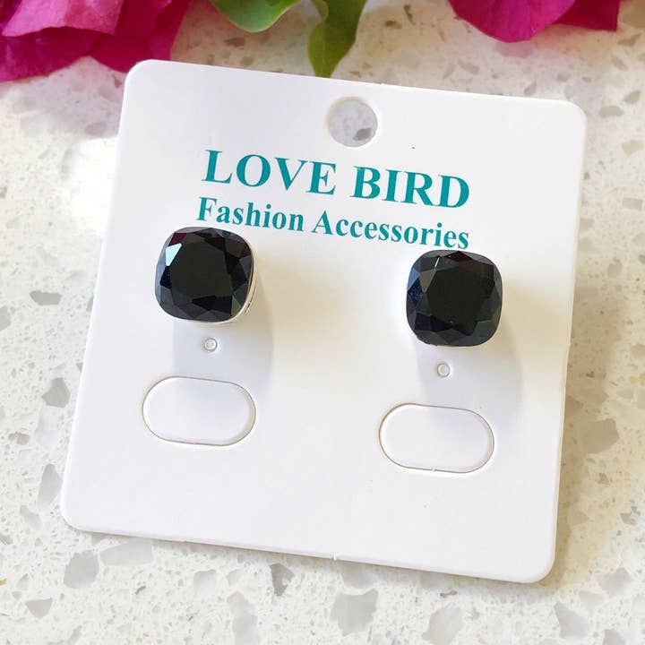 Zwarte kristallen oorknopjes voor wholesale door Love Bird Fashion Accessories