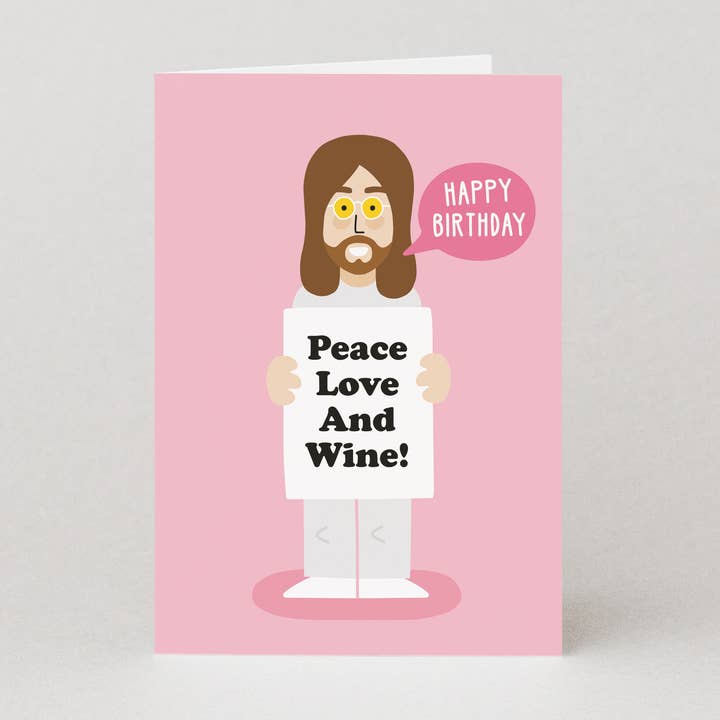 Peace, Love and Wine Birthday Card | Funny Birthday Card
for wholesale by Studio Boketto