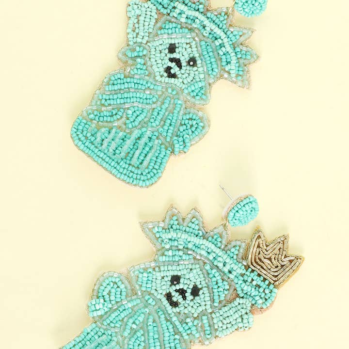 SP Sophia Collection - Wholesale Dangle Earrings - "Lady Liberty" Beaded Post Dangle Earrings