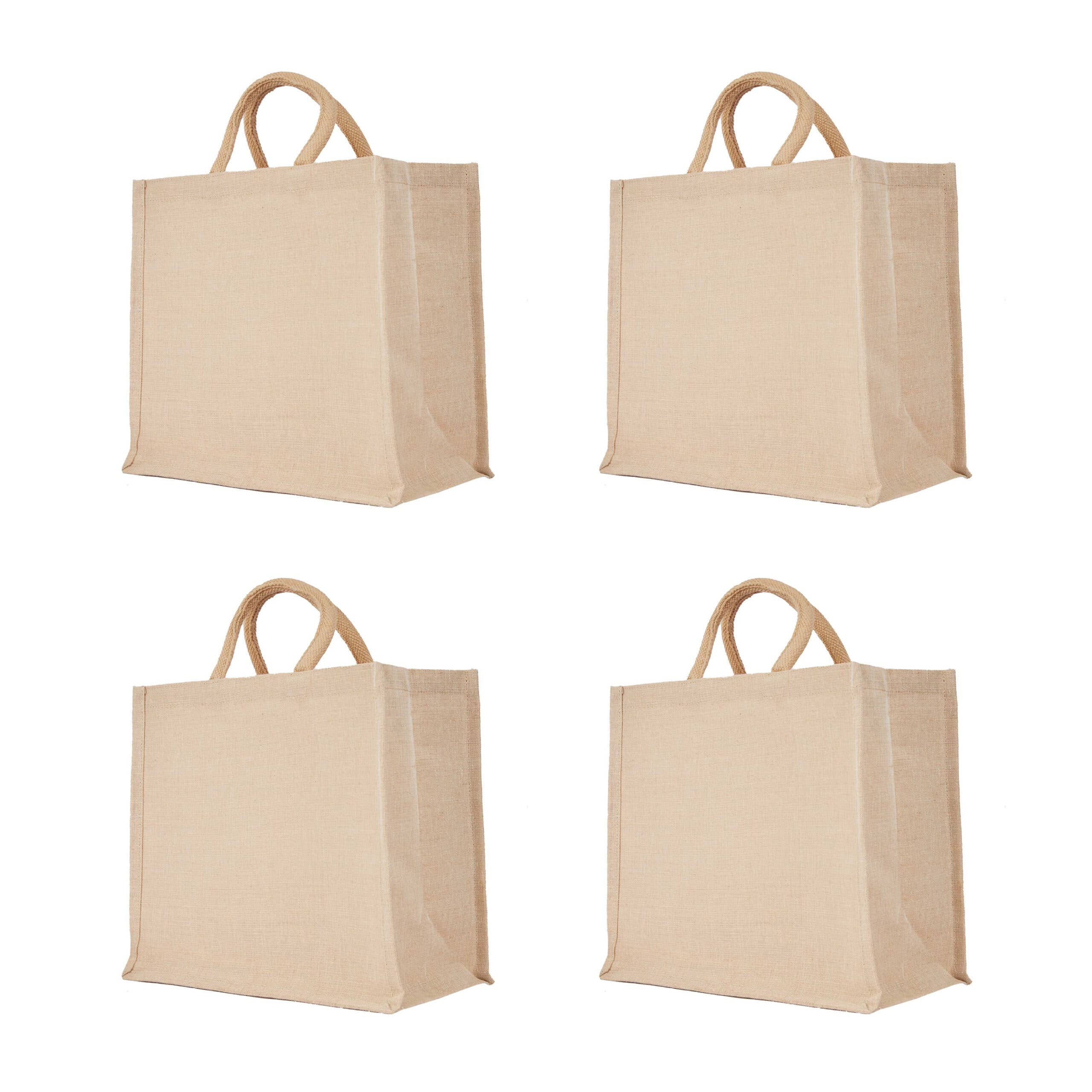 ecojutebags - Vendita all'ingrosso Borsa per shopping/spesa - 4 Borse per la Spesa in Iuta con Manici 12"x13"x7"0