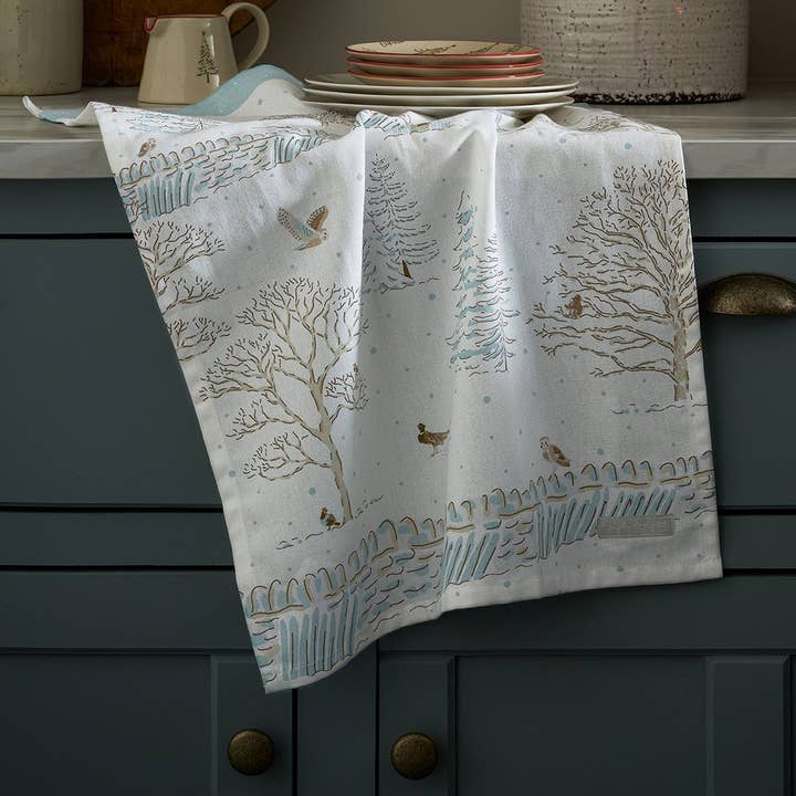 Snowy Cottage Tea Towel for wholesale by Sophie Allport