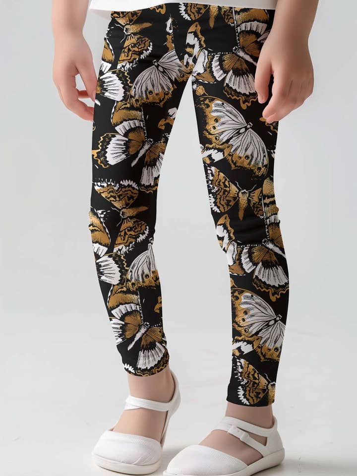 Monarch Lucy Black Schmetterling Bedruckte Freizeit-Athletik-Leggings - Mädchen für den Großhandel von Pineapple Clothing