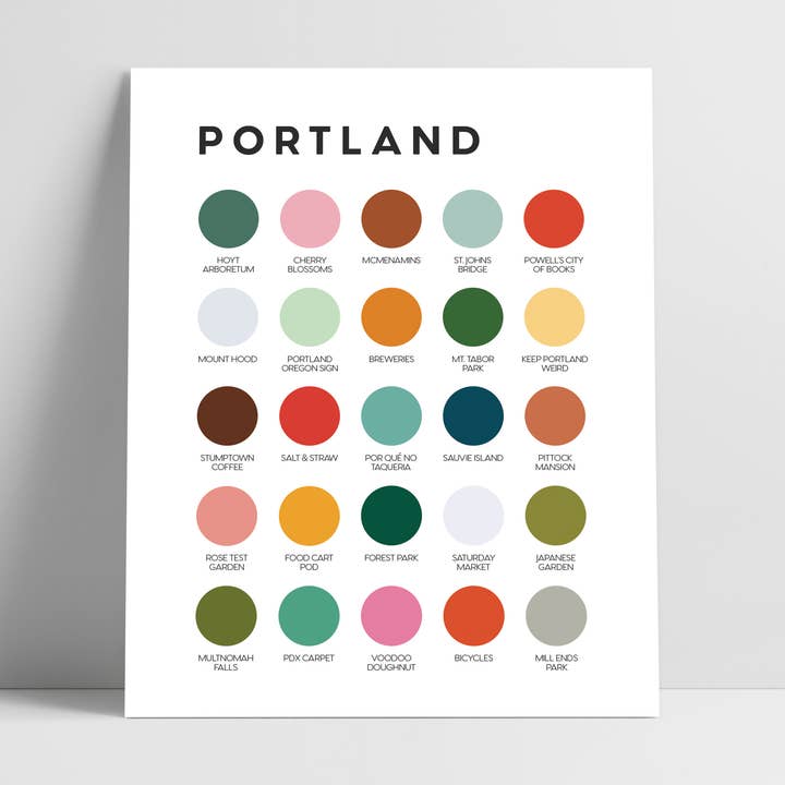 Portland, Oregon Color Palette Print for wholesale by Lunch City Studio