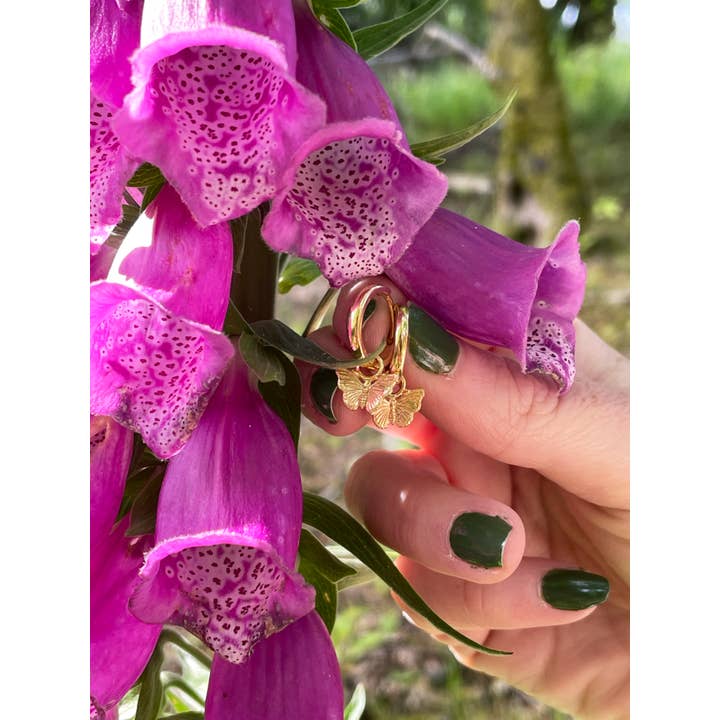 Scottish butterfly hoop earrings in sterling silver for wholesale by In The Heather