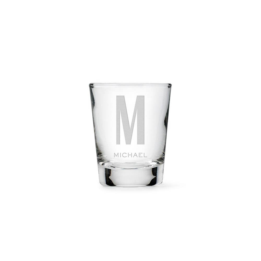Weddingstar Inc. - Wholesale Shot glass - Clear 1 Oz. Shot Glass - Sans Serif Monogram