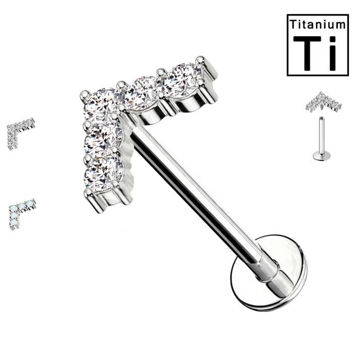 Labret piercing with titanium crystals - PWC-005 for wholesale by Awaken