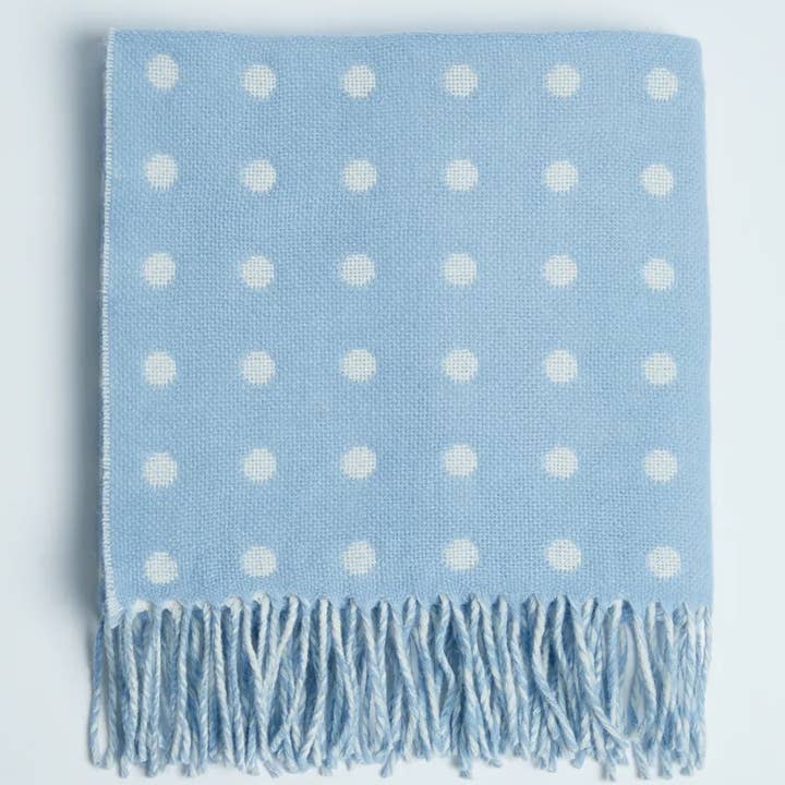 Foxford Blauw Vlek Lamswol Babydeken voor wholesale door FOXFORD