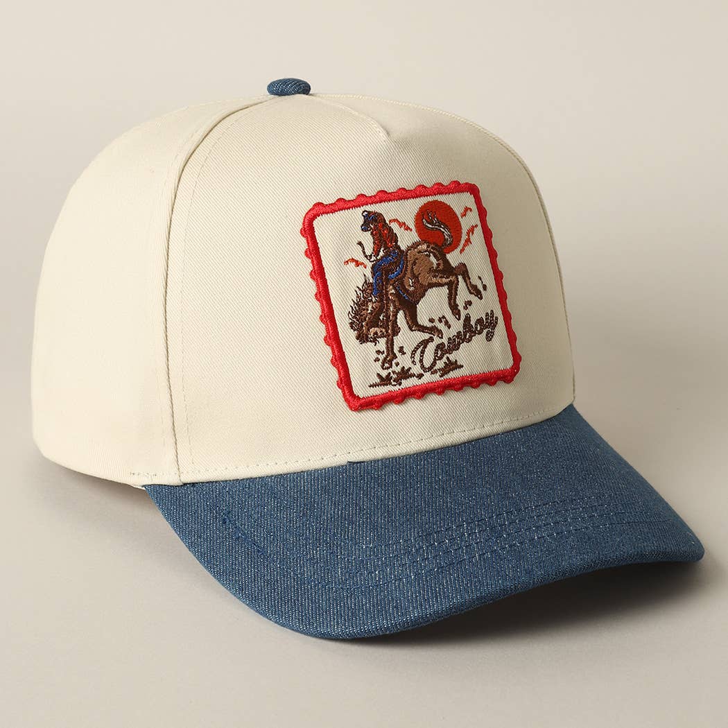 Fashion City - Wholesale Baseball Cap - Unisex - Detailed Cowboy Horse Embroidery Patch Denim Cap2