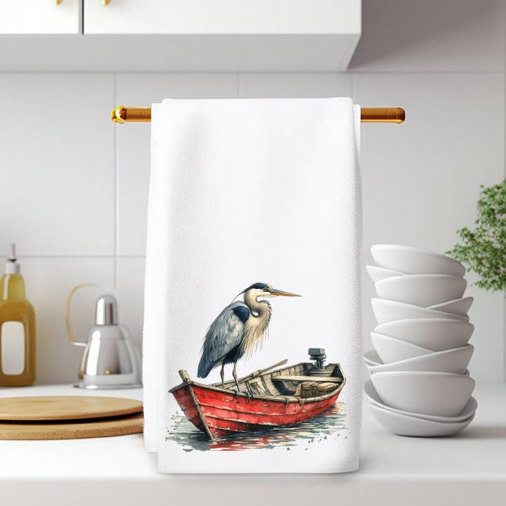 Blue Heron Luxury Hand Towel for Bath and Kitchen Decor for wholesale by Fernville Creations
