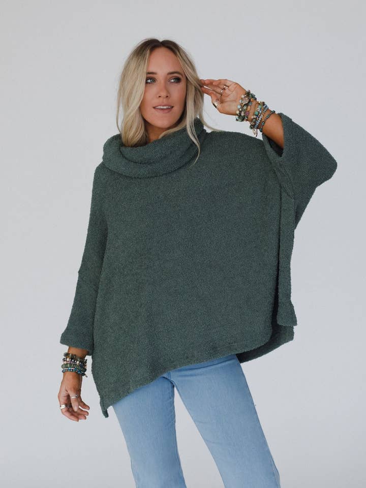 Three Bird Nest - Wholesale Tunic Sweater - Women's - Hartlie Sweater Top - Basil